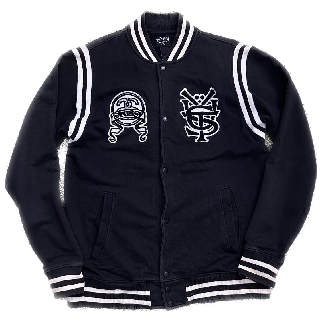 STUSSY 90’s 스투시 블랙 바시티 자켓 상품이미지1