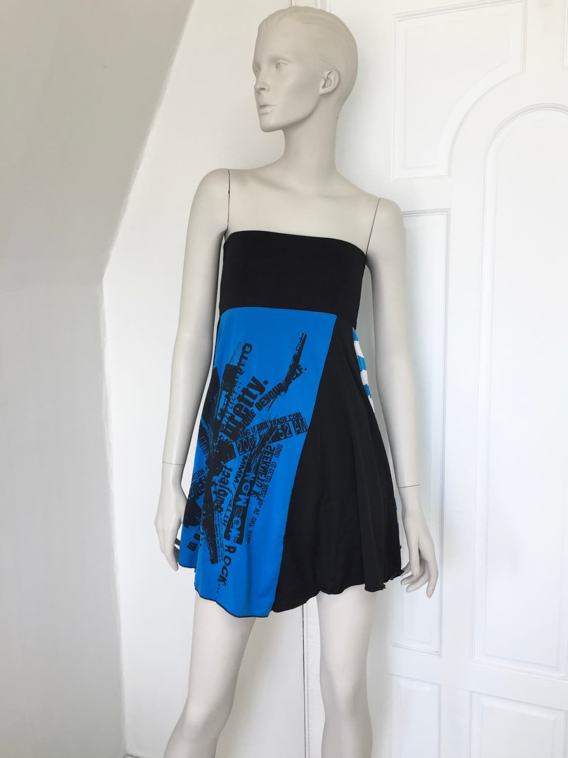 Vintage Print Patchwork Slant Cut Skirt 상품이미지4