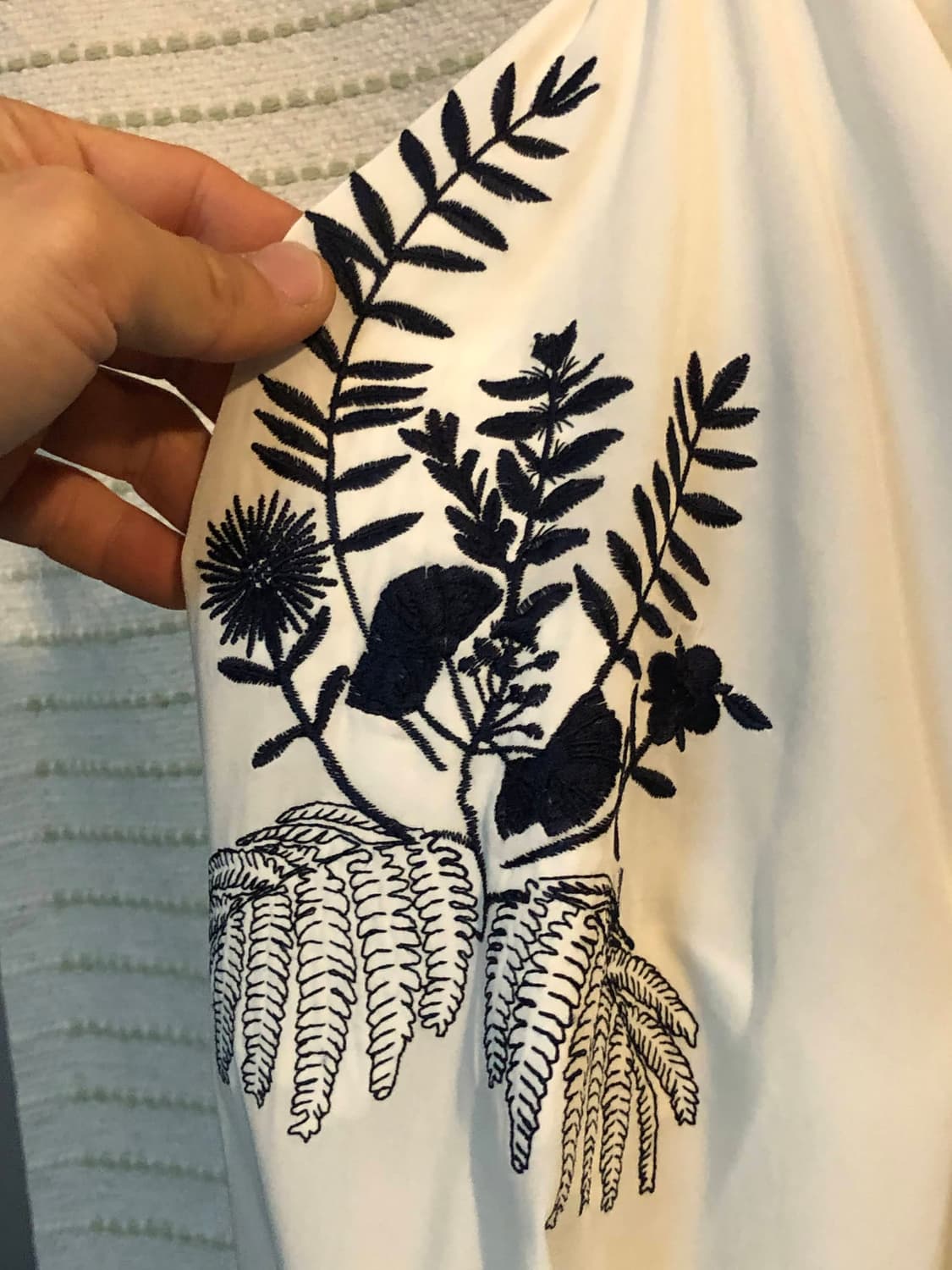 스프링 크로커스 플라워 자수 패턴 블루종 폴리 자켓 스카잔 상품이미지5