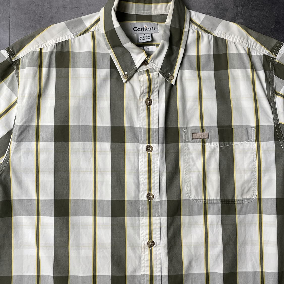 CARHARTT 칼하트 아이보리 체크 다운버튼 반팔 워크셔츠 A01081 상품이미지3
