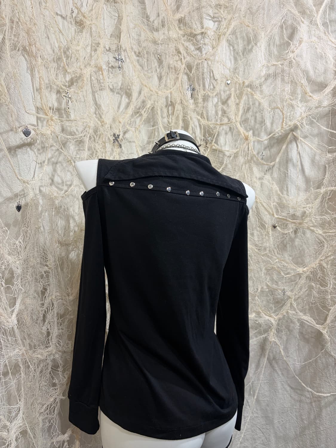 Rock chic off shoulder necklace long sle 상품이미지7