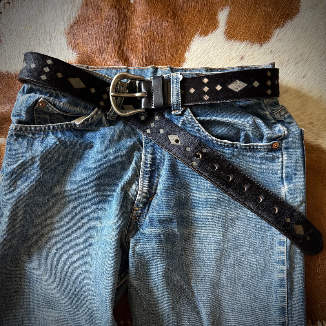 weastern hand made Italy Joop! 송치 레더 벨트 상품이미지8