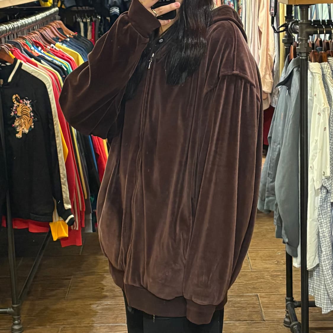 [HI] vintage 벨로아 벨벳 져지 브라운 상품이미지4