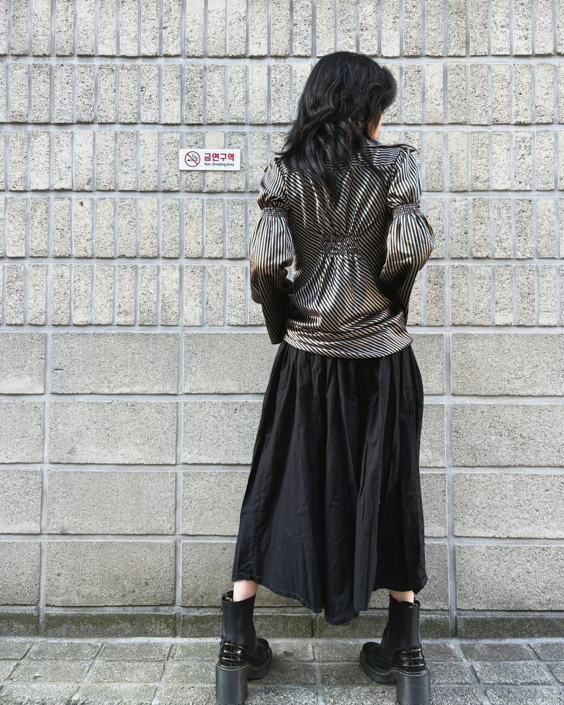 캐피탈 올 블랙 와이드 코튼 스커트 상품이미지6