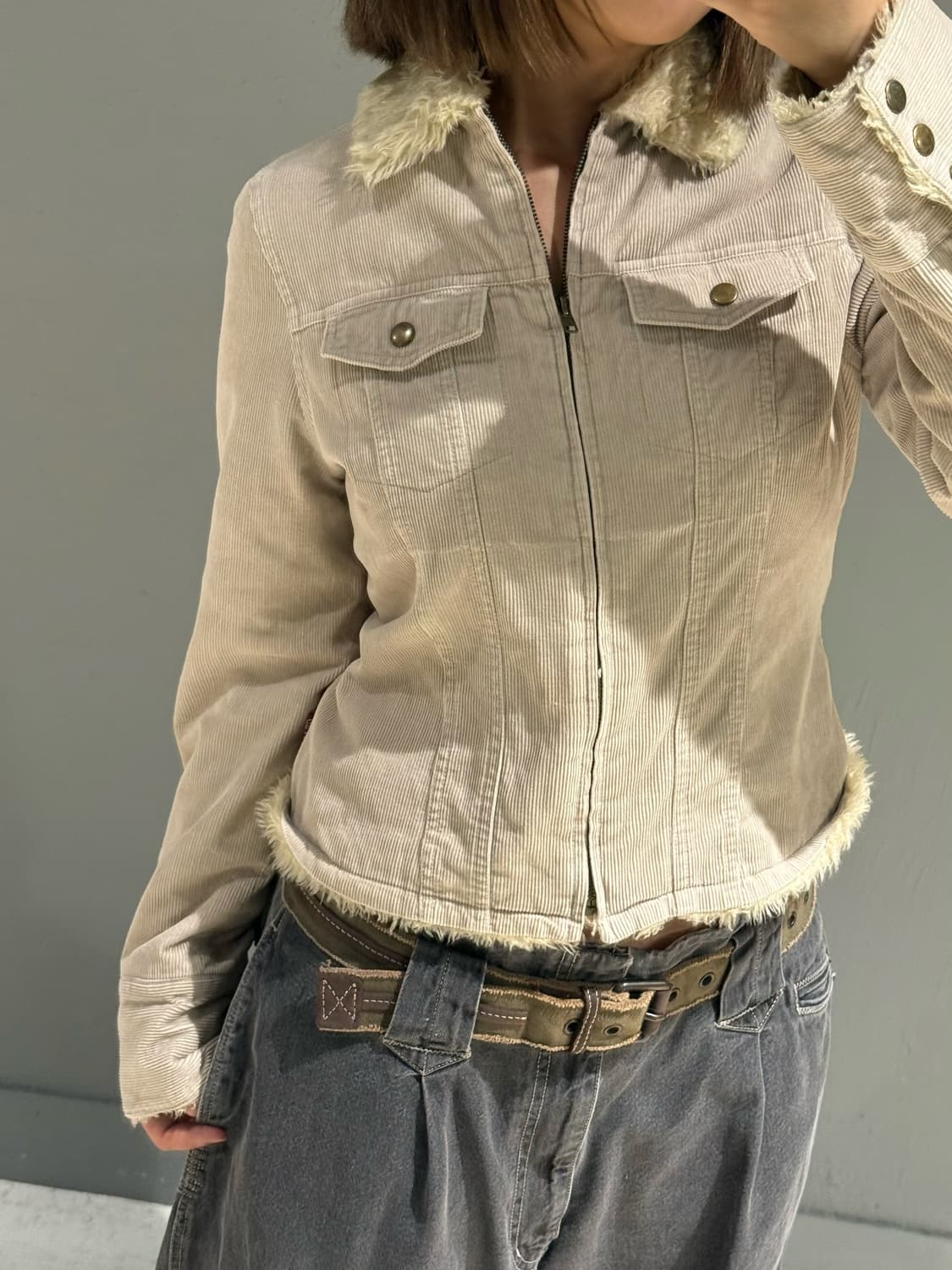 2-pocket fur trimming jacket 상품이미지2