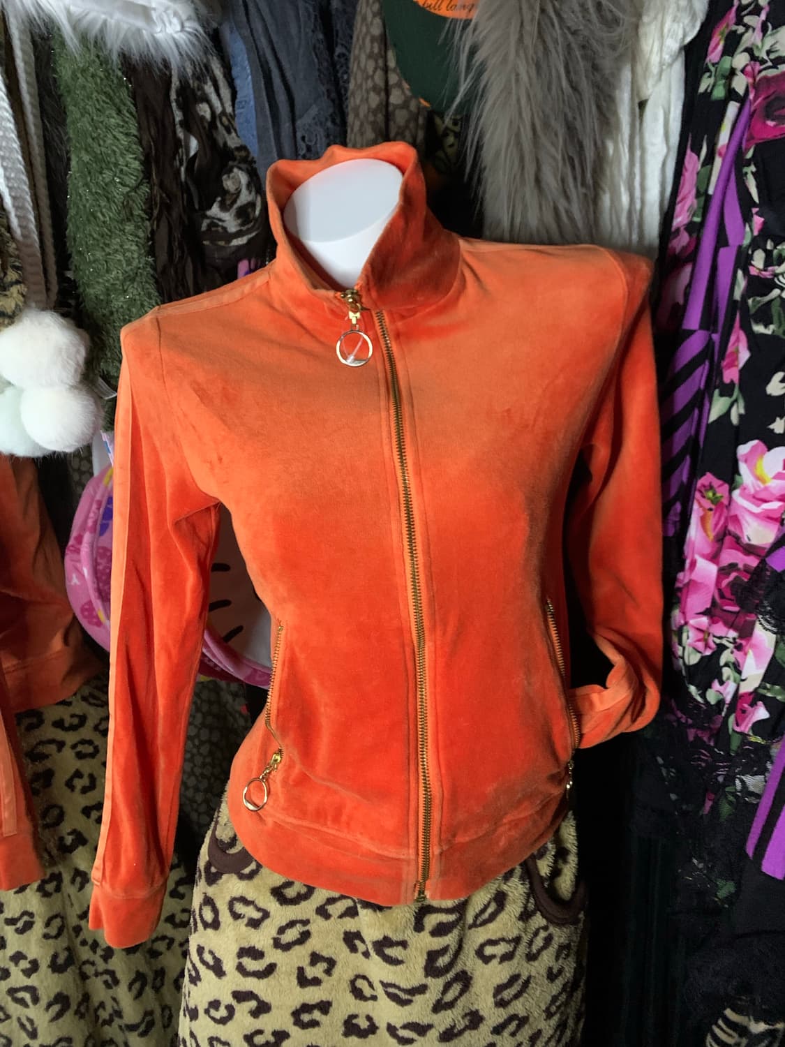 y2k 타미걸 벨벳 오렌지 집업 져지 상품이미지1