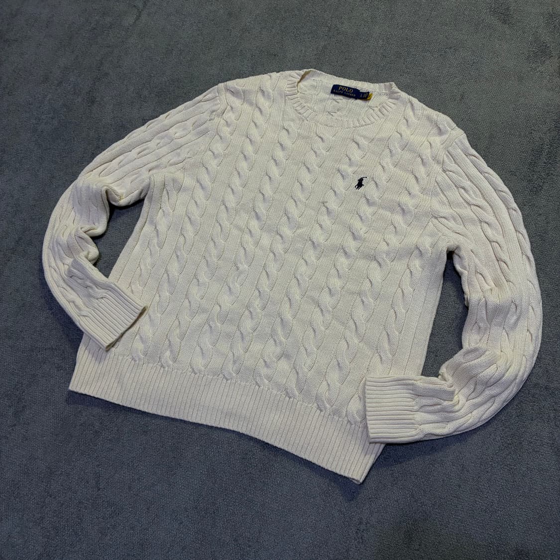 폴로 꽈배기니트 아이보리 100 상품이미지1