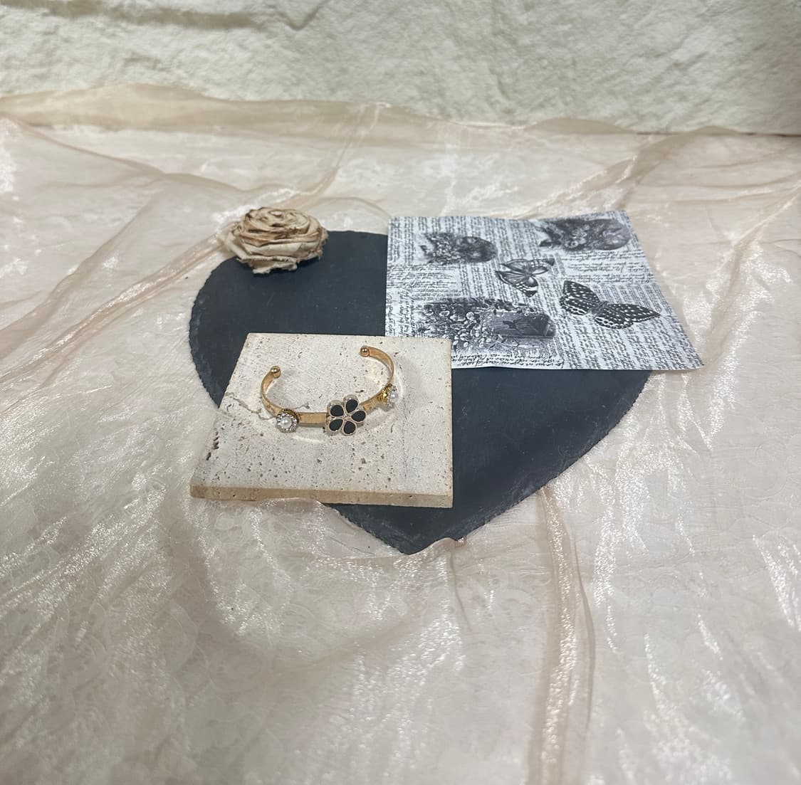 빈티지  플라워 진주 오픈 팔찌 상품이미지1