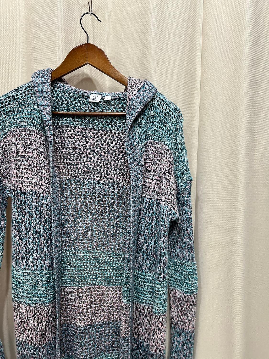 갭 여성 그물 니트 오픈 후드 롱 가디건  상품이미지5