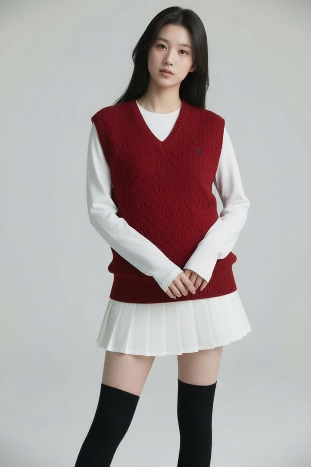 폴로 랄프로렌 케이블 니트 베스트 버건디 XL 상품이미지1