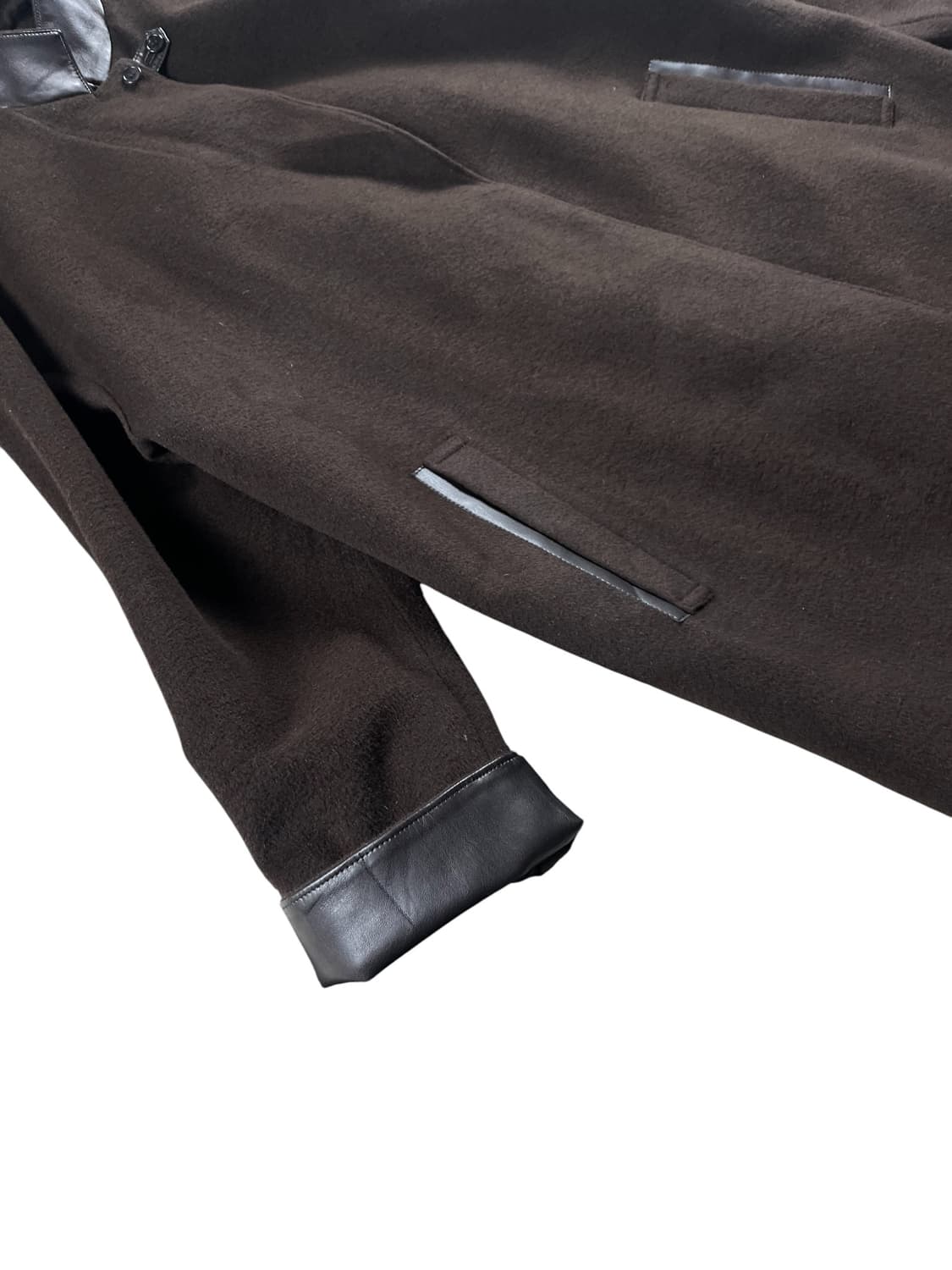 KIYOKO TAKASE 레더 카라 브라운 발마칸 코트  상품이미지3