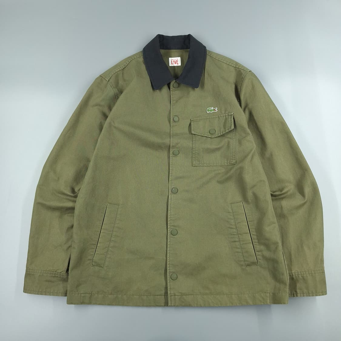 라코스테 카키 체스트포켓 로고패치 아메카지 코튼 초어자켓 캐주얼자켓 상품이미지3