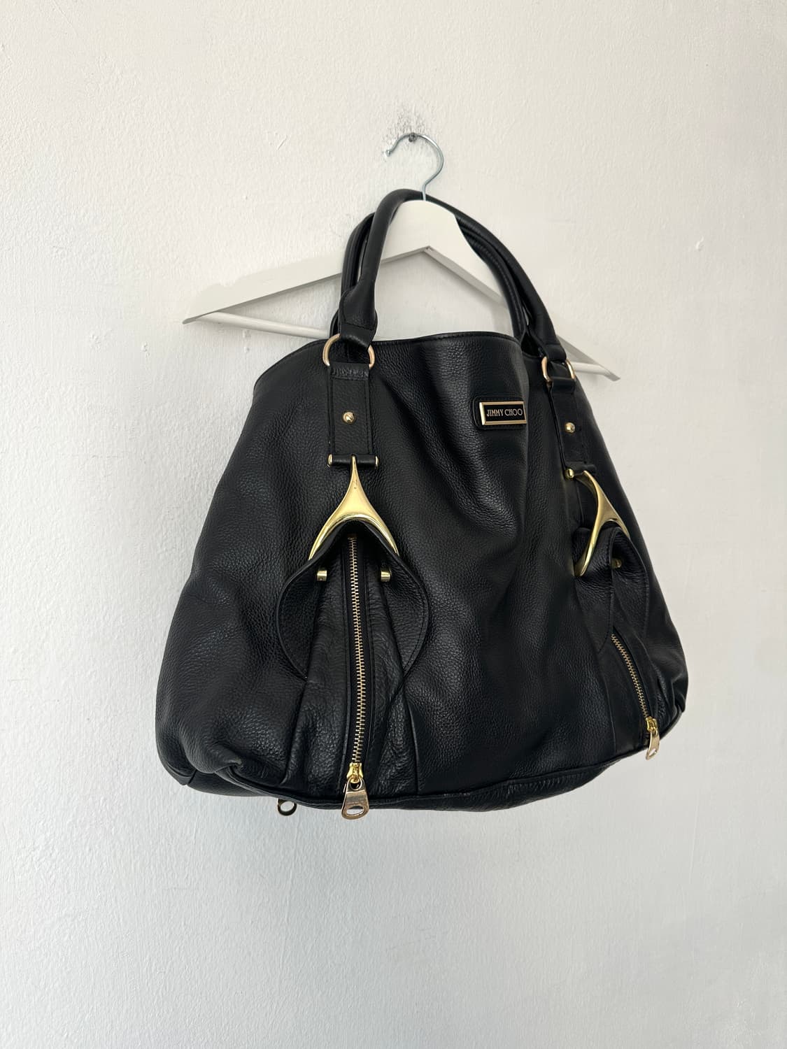 지미추 블랙 레더 메탈 숄더백 상품이미지2