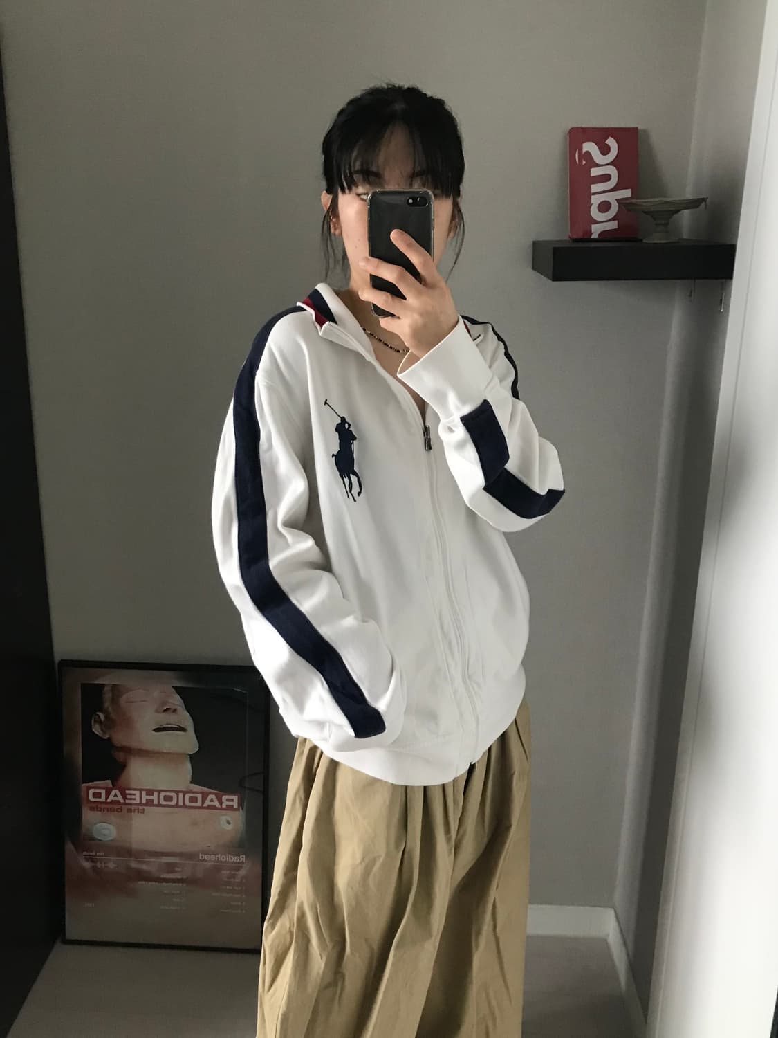 폴로 랄프로렌 빅 포니 로고 화이트 집업 상품이미지5