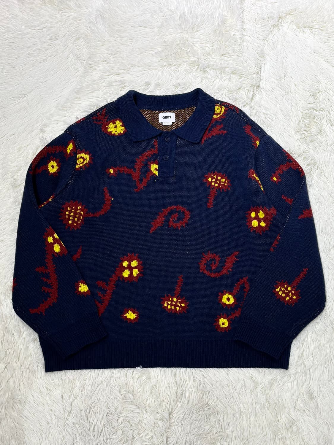 오베이 패턴 카라넥 니트 상품이미지3