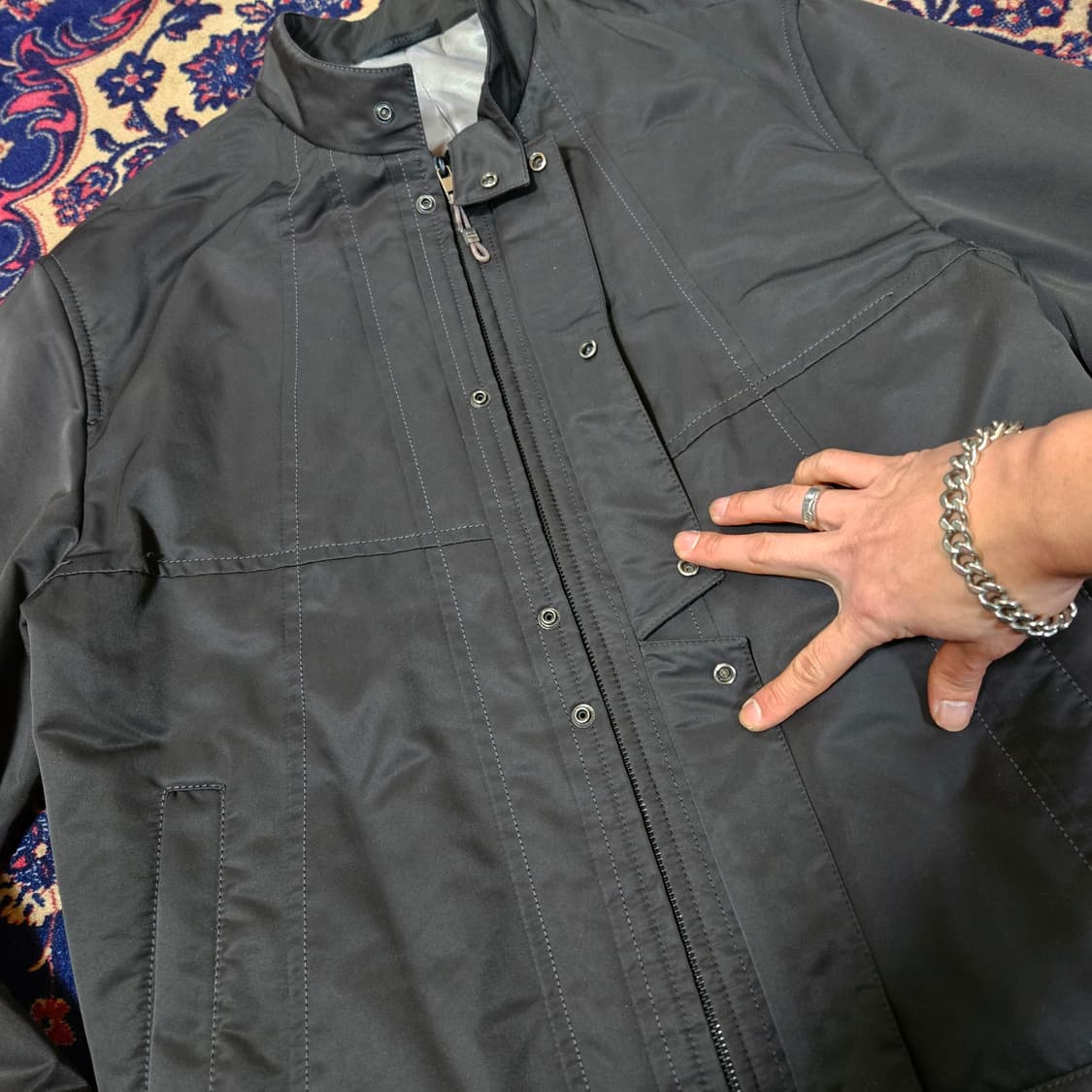 솔리드옴므 센터 절개 나일론 집업 자켓 52size 상품이미지5