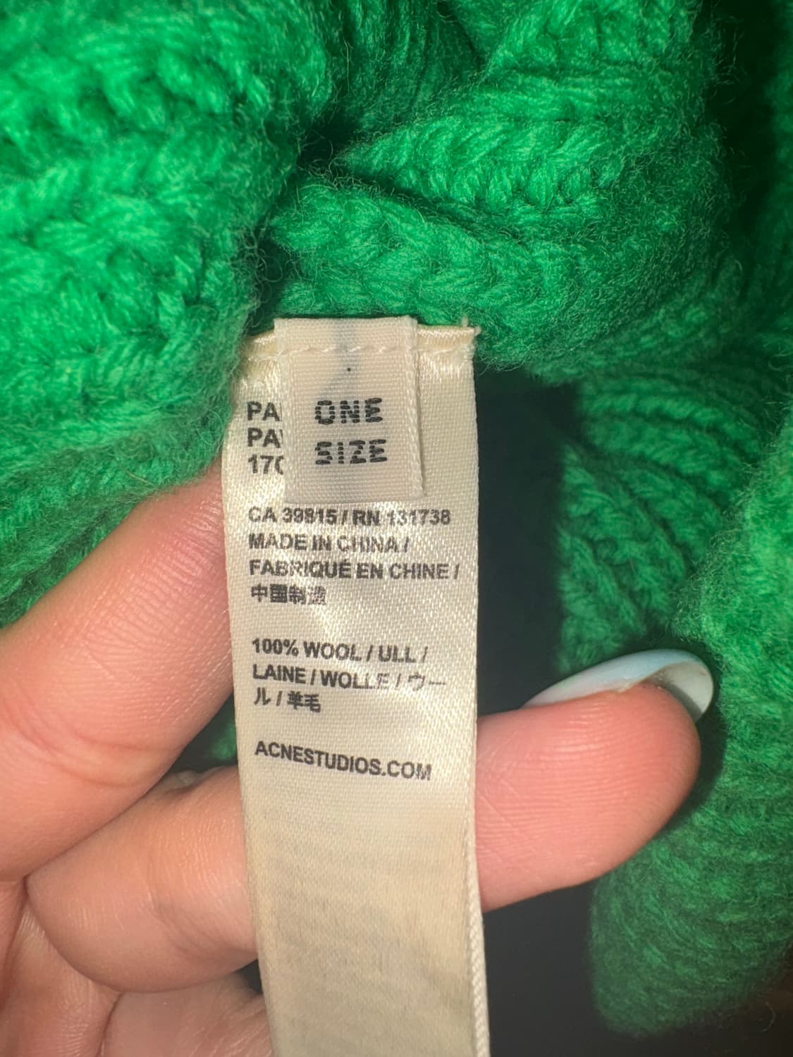 Acne studios 페이스 로고 비니 그린 상품이미지4