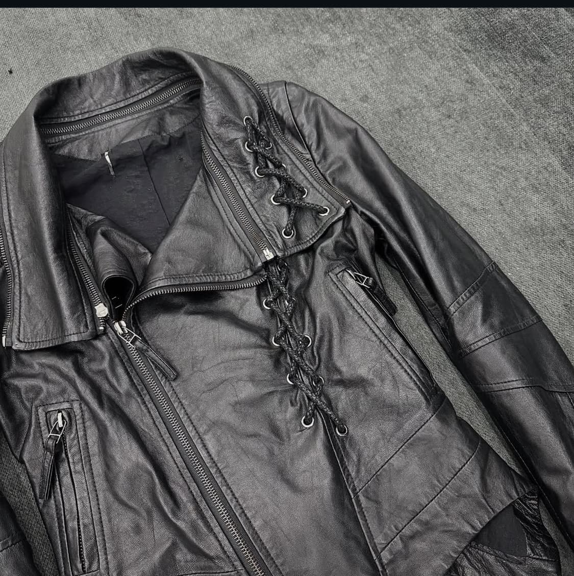 Asymmetry laceup leather jacket 가죽자켓 상품이미지3