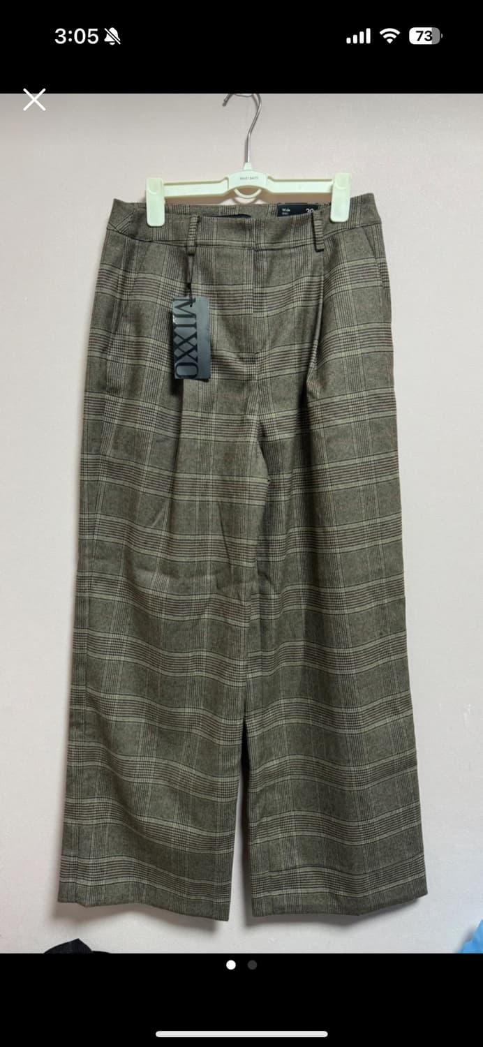 새상품 미쏘 여성 와이드 체크 슬랙스 상품이미지1