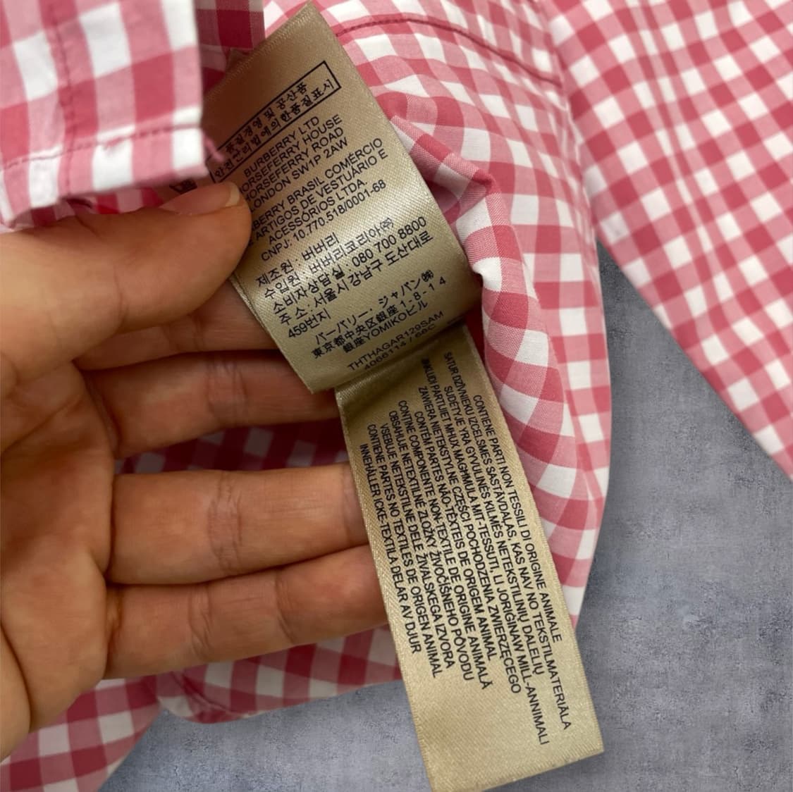 버버리 Burberry 핑크 깅엄 체크 버튼다운 셔츠 M 상품이미지5