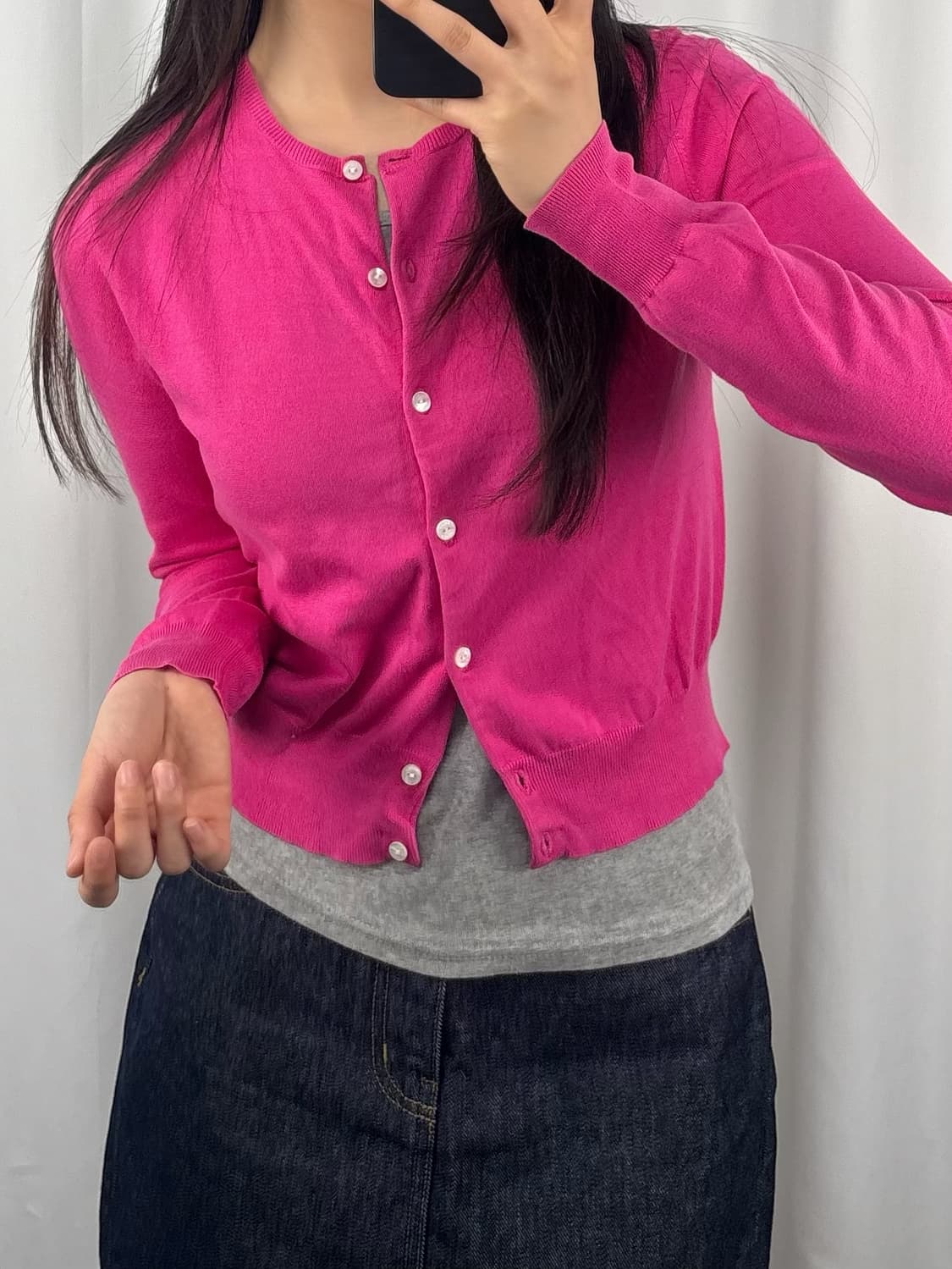 폴로 핑크 코튼 니트 가디건 상품이미지3