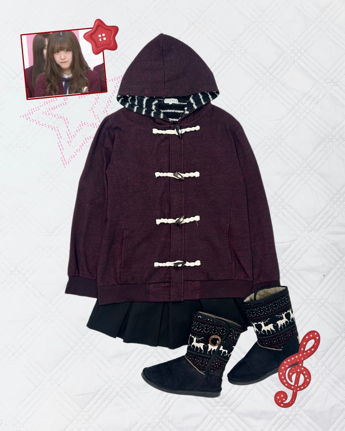 ꒰ঌ 버건디 떡볶이 후드 가디건 ໒꒱ 상품이미지1