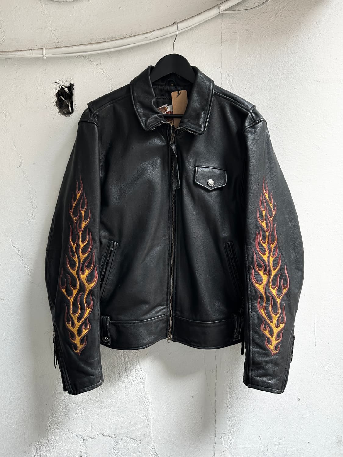 *RARE* 할리데이비슨 플레임 레더 자켓 빈티지 레더 자켓 바이커 상품이미지1