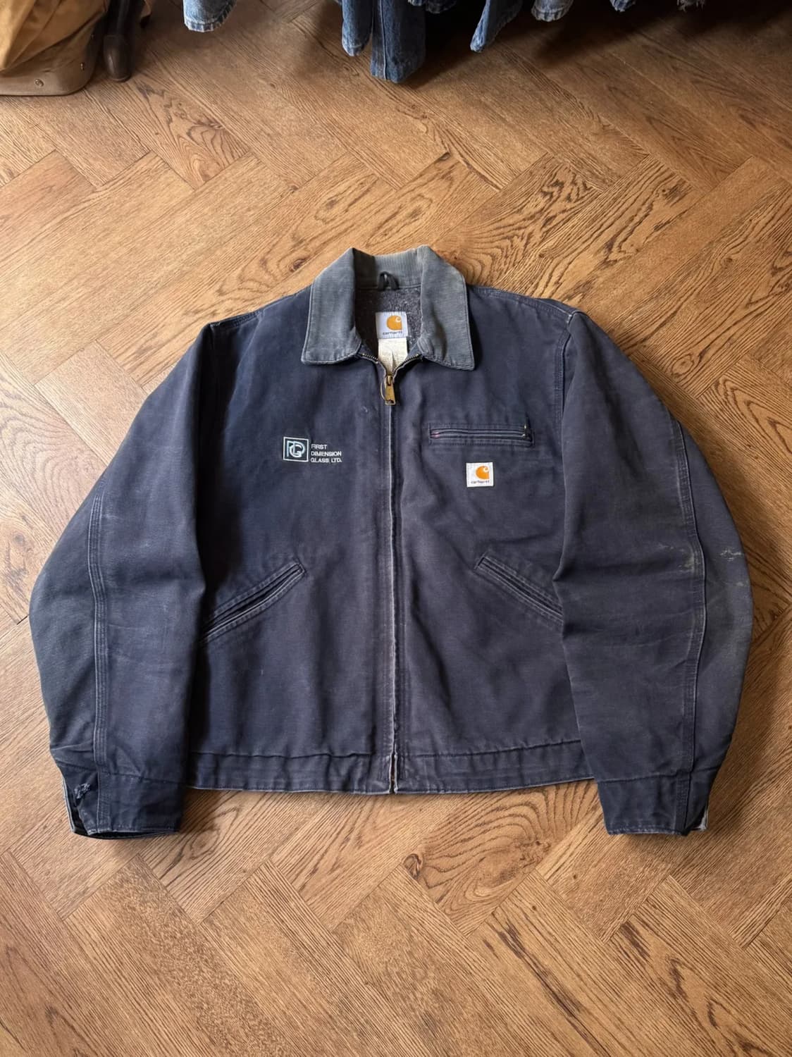 [L]칼하트 USA J01 빈티지 워싱 다크네이비 디트로이트 워크 자켓 상품이미지1