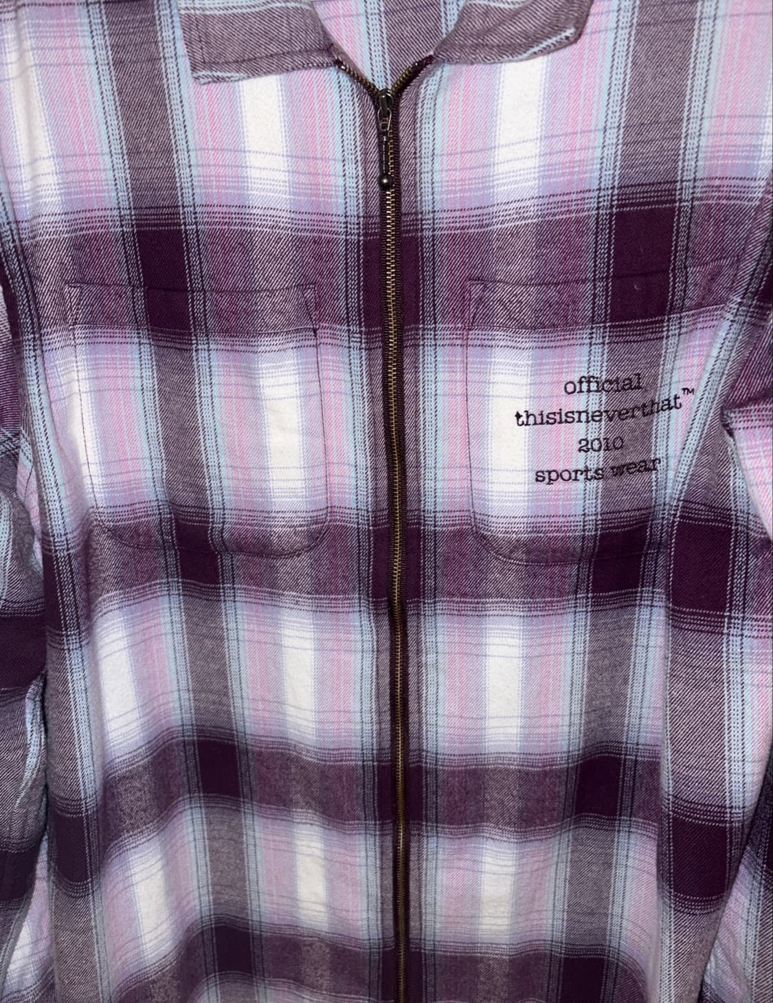 Thisisneverthat Purple Plaid Zip-Up Shir 상품이미지1