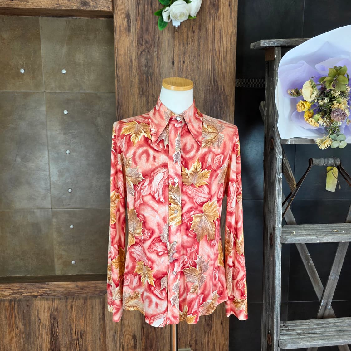 70's Montgomery Ward 스페셜 패턴 아트 블라우스 상품이미지2