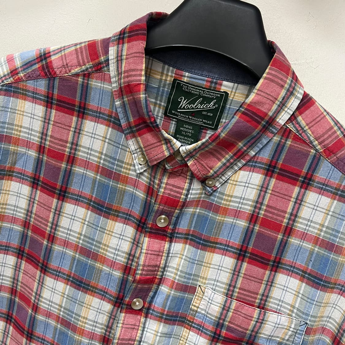 Woolrich 울리치 오가닉 코튼 체크 반팔 셔츠 XL 상품이미지3