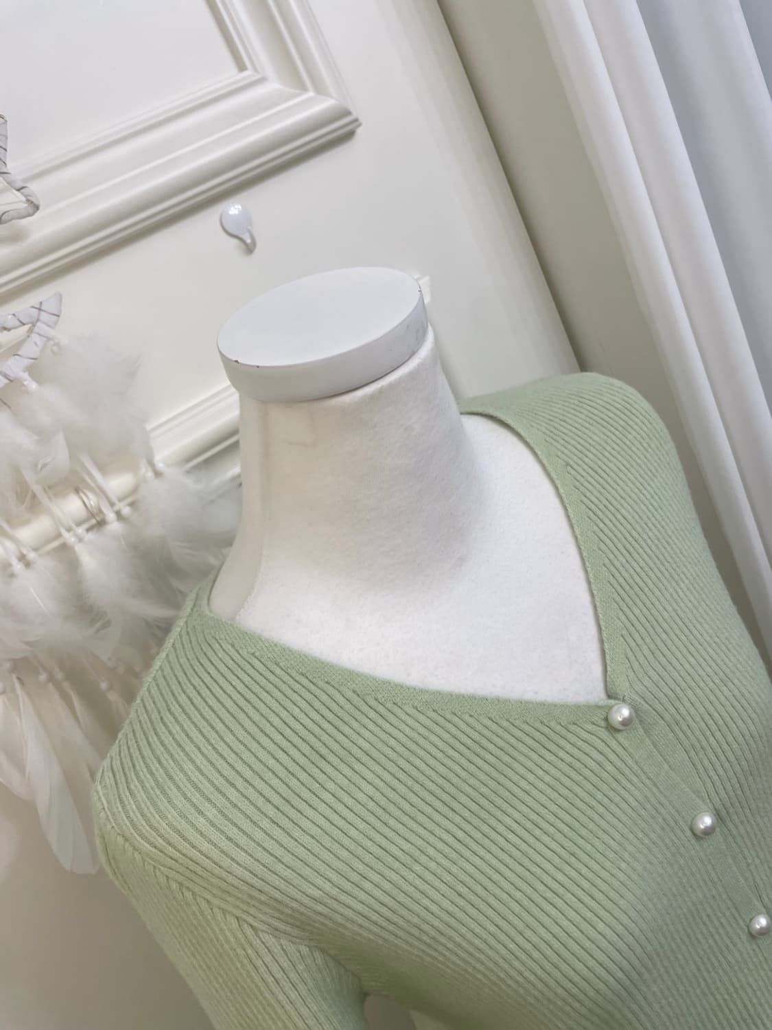 white green pearl button basic cardigan 상품이미지9