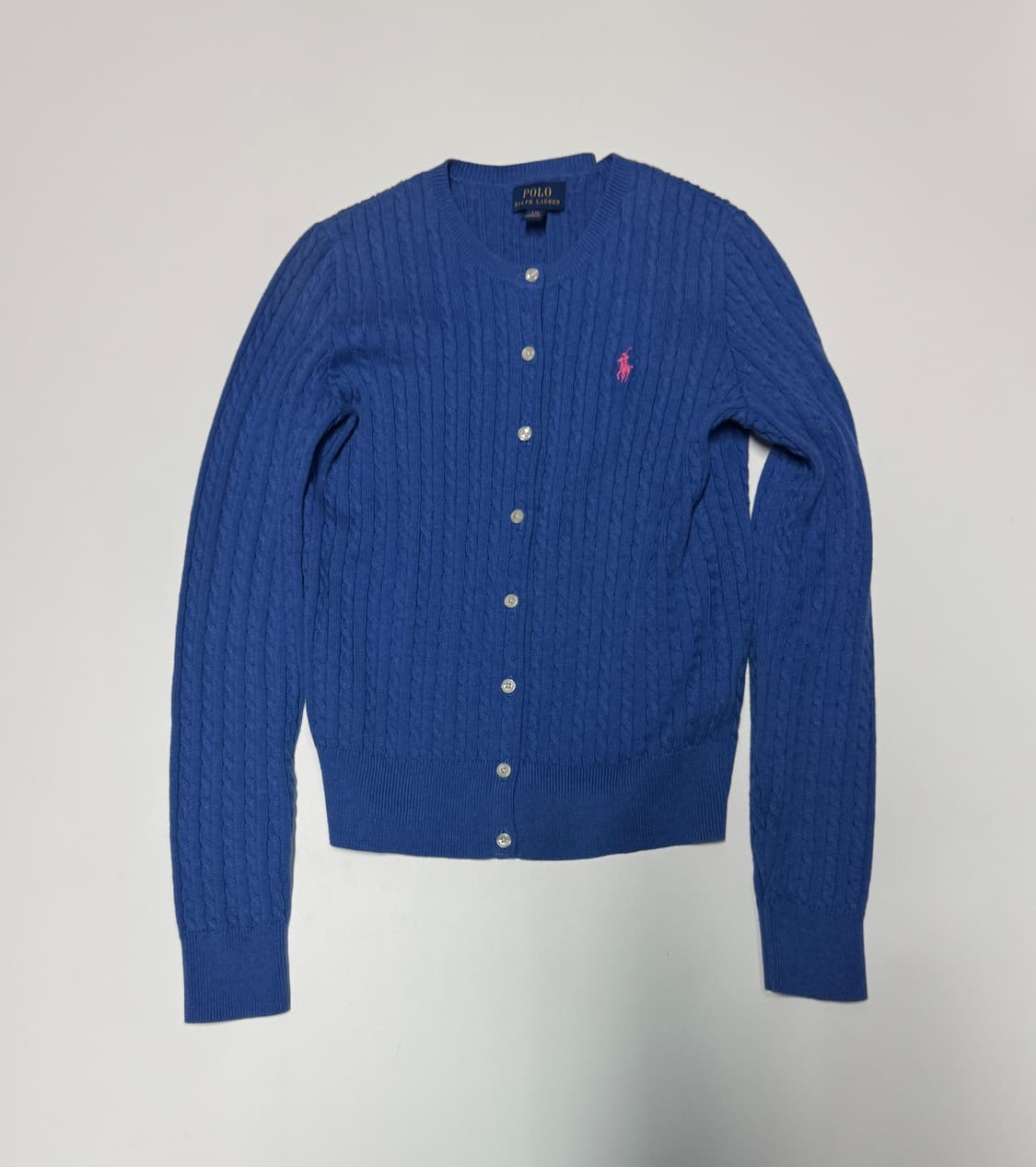 정품!! 여성 폴로 랄프로렌 스모크 블루 꽈배기 가디건 상품이미지1