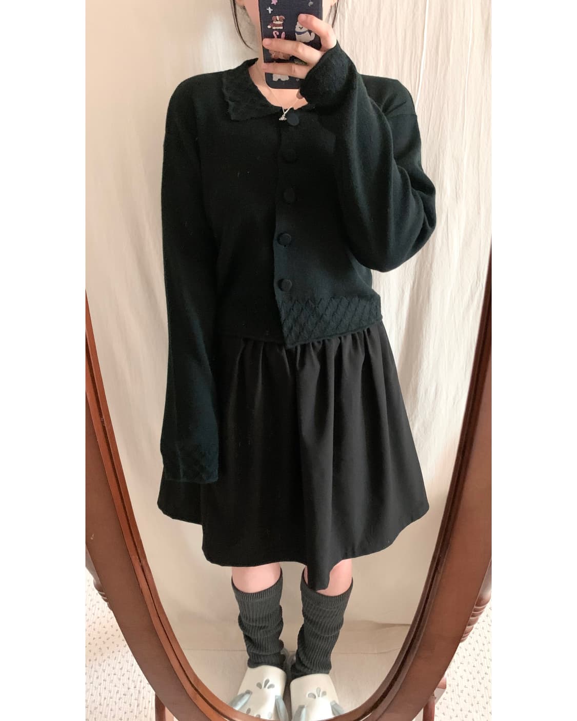 블랙 레이스 카라 가디건 상품이미지1