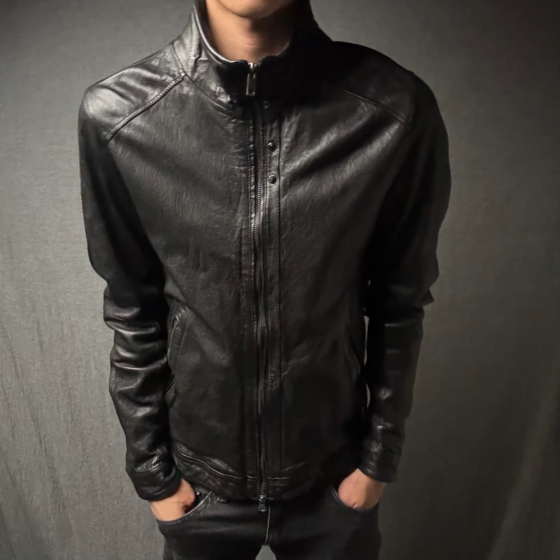 high neck ltaly lamb skin jacket 상품이미지3