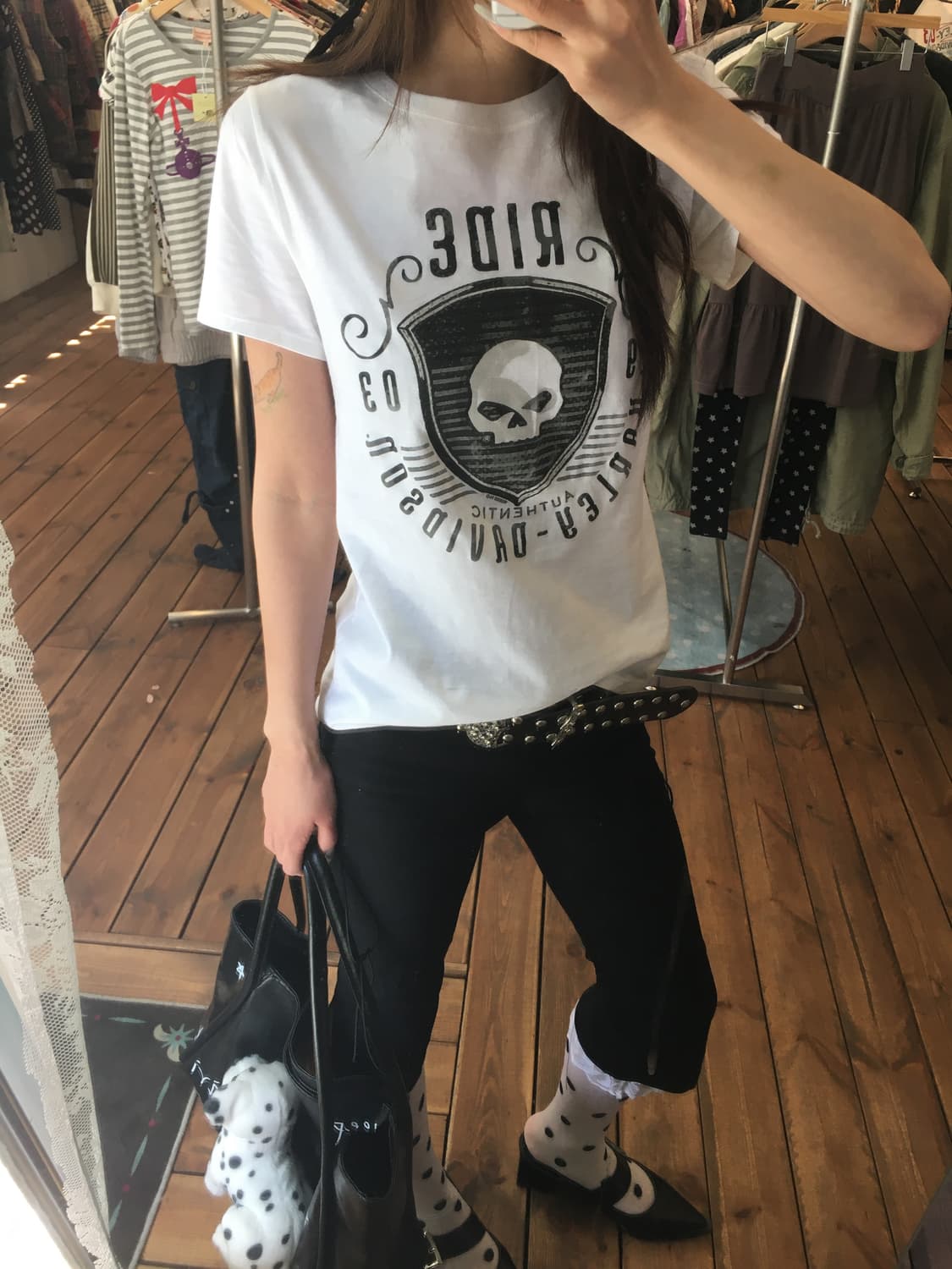 할리데이비슨 스컬 화이트 반팔 상품이미지3