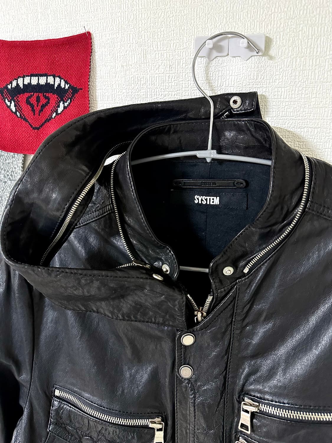 SYSTEM HOMME 멀티 지퍼 디테일 램스킨 레더 자켓 상품이미지4