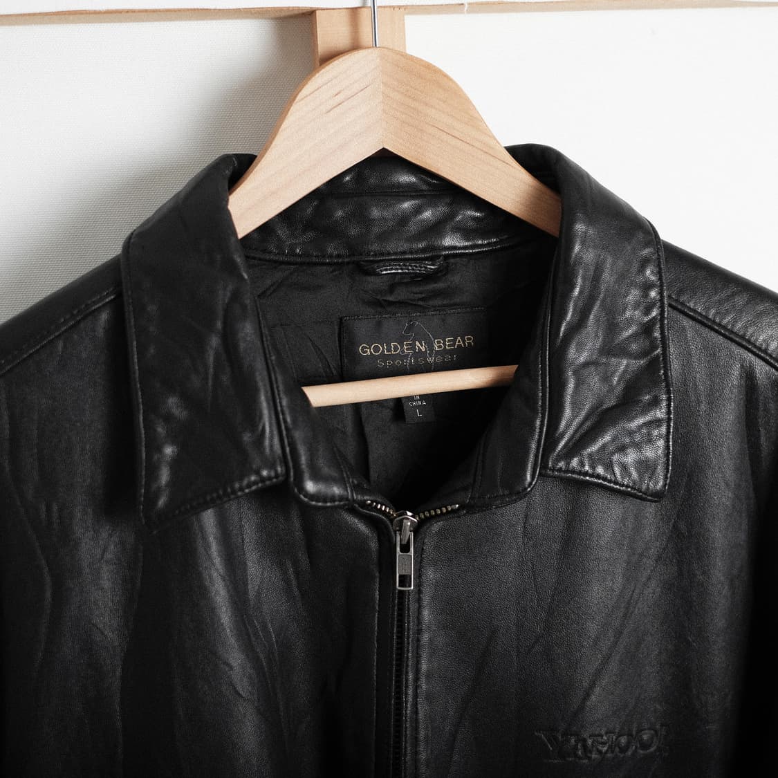 골든베어 야후(Yahoo)별주 블랙 레더 자켓 L(105)사이즈 상품이미지6