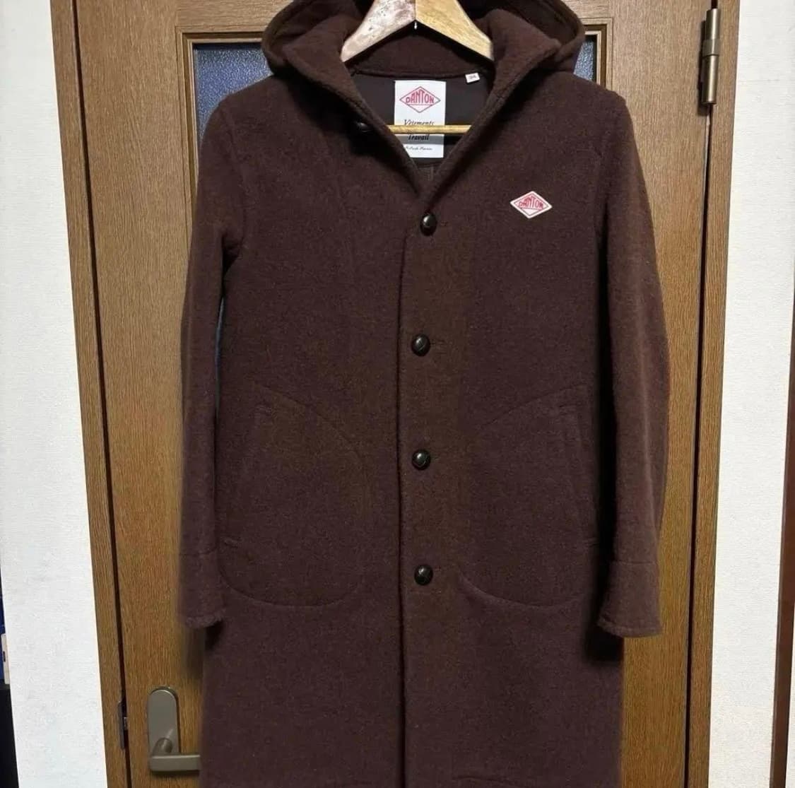 단톤 카라후드 롱코트 울코트 카라코트 브라운 34 상품이미지1