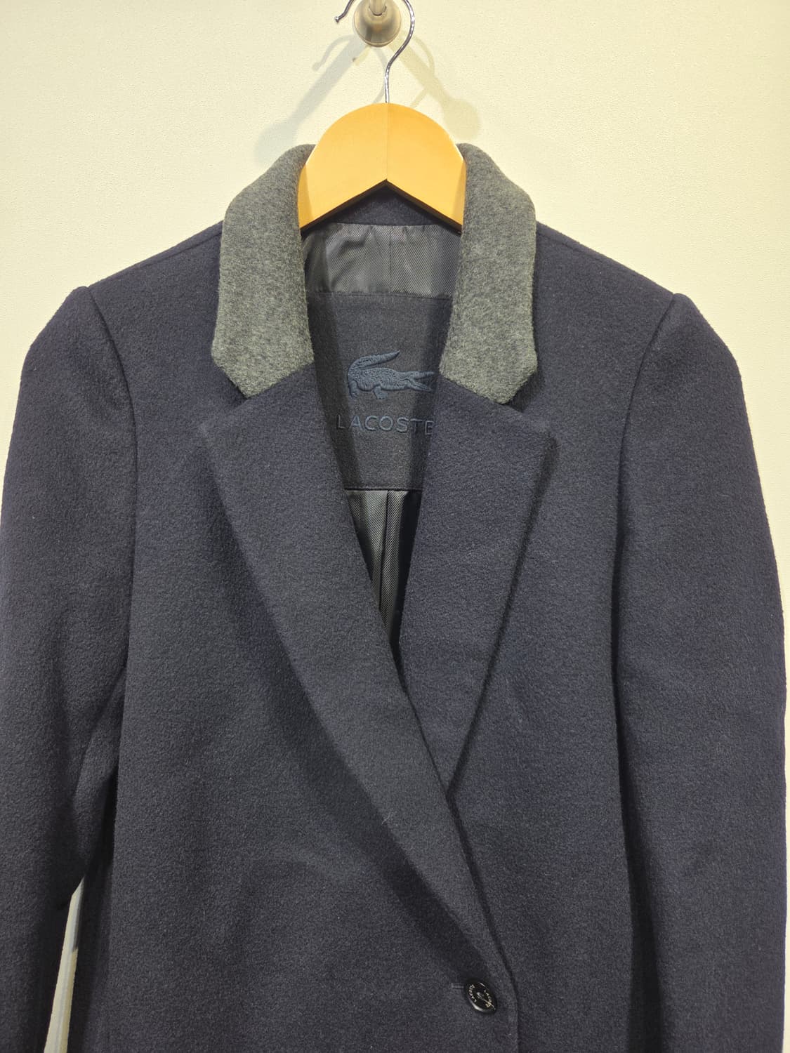 라코스테(LACOSTE) 모(울) 90% 배색 카라 코트 상품이미지3