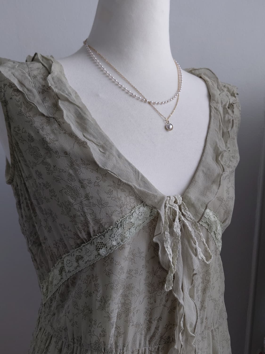 [빈티지] 모리걸 빈티지 플라워 쉬폰 롱 원피스 요정룩 상품이미지4