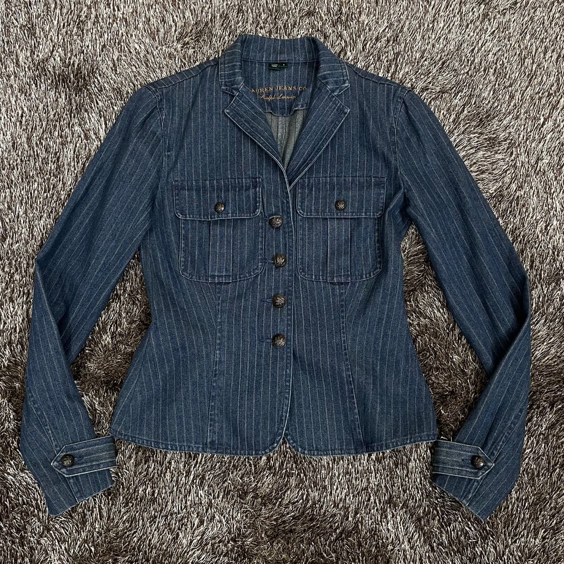 랄프로렌 Ralph Lauren 스트라이프 데님 블레이저 청자켓 S 상품이미지1