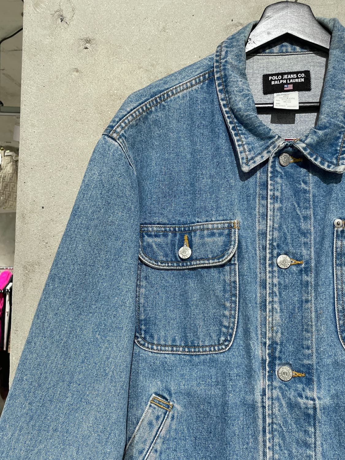 폴로 진스 클래식 연청 성조기 트러커 데님 자켓 상품이미지3