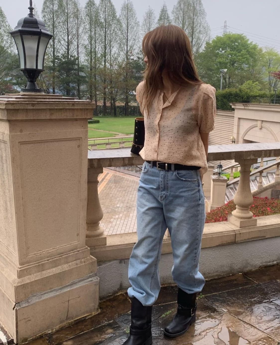 빈티지 도트 반팔 블라우스 상품이미지1