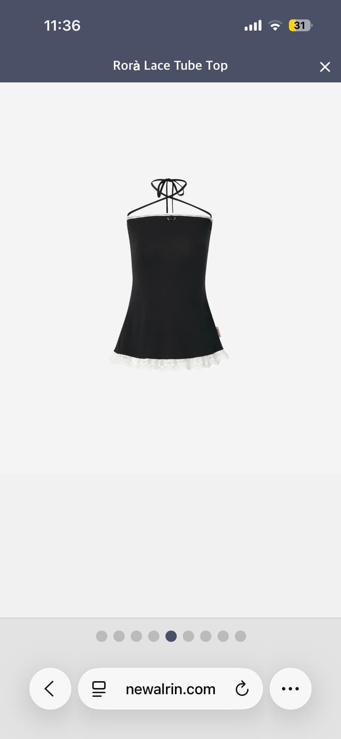 뉴얼린 레이스 튜브탑 Rora Lace Tube Top 블랙 상품이미지1