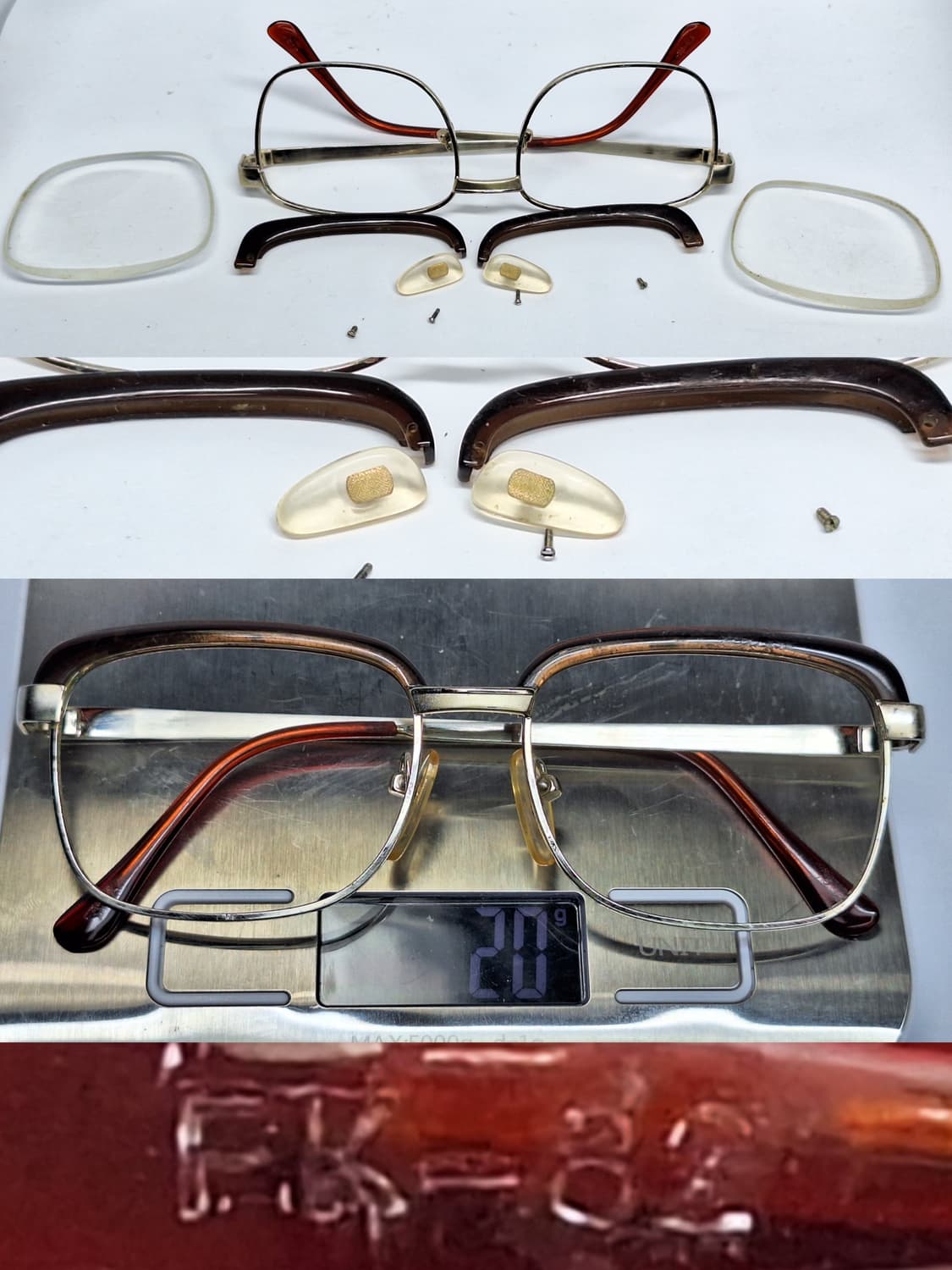 90s 일본 빈티지 FK-82 브로우라인 하금테 안경테 52mm/레트로  상품이미지6