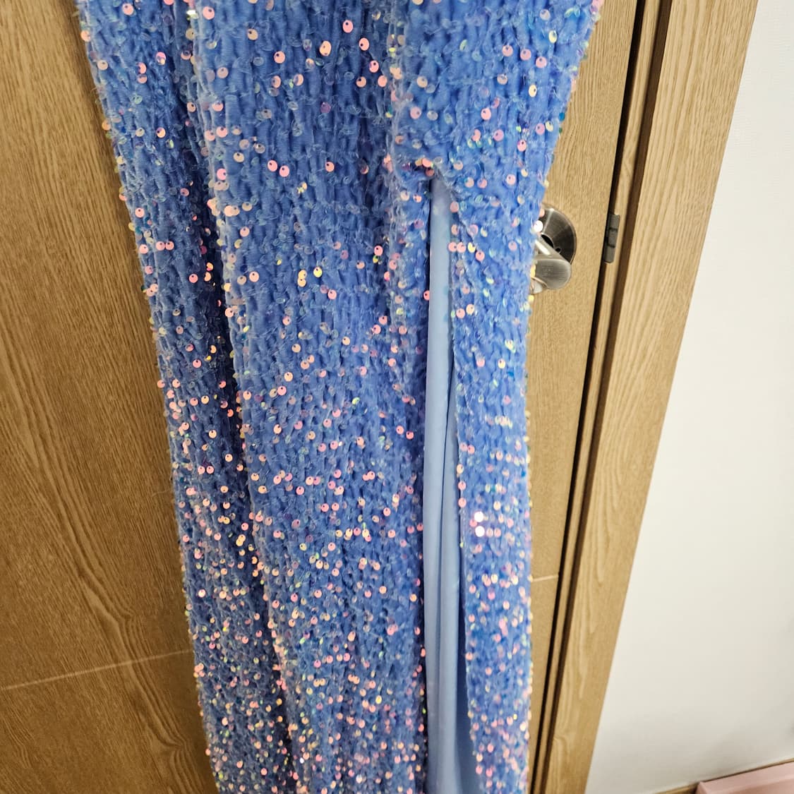 스팽글 벨벳 블루 옆트임 연말파티프롬 롱드레스 M 머메이드 반짝이 원피스 상품이미지10