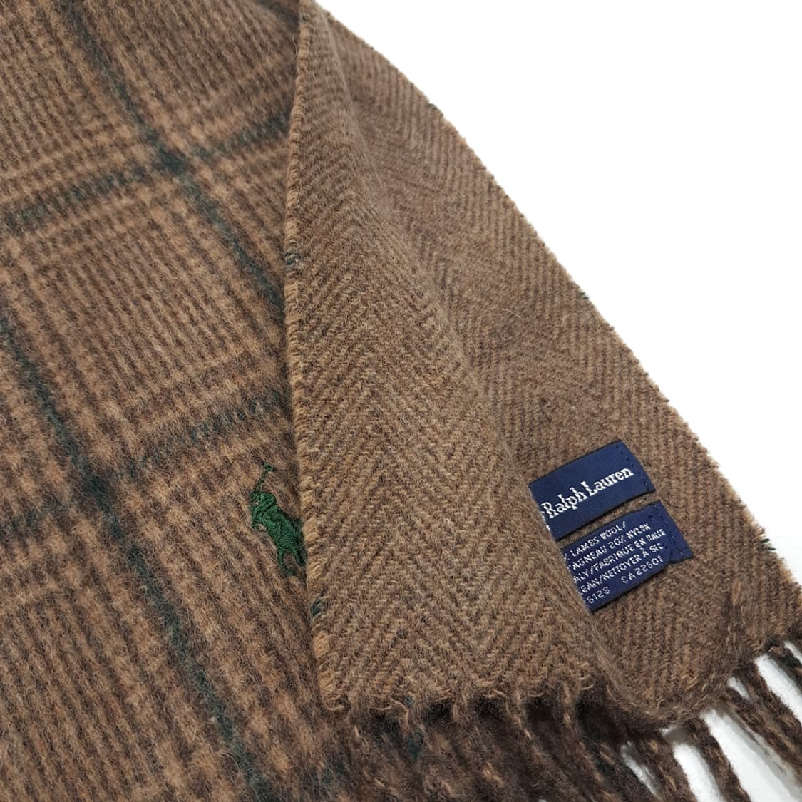 MX410 폴로 랄프 로렌 브라운 글렌 체크 & 헤링본 양면 램스울 혼 상품이미지6
