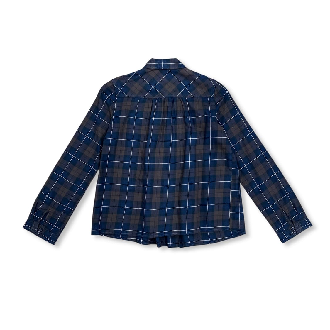 Navy Pleats Detail Checker Shirt 상품이미지6