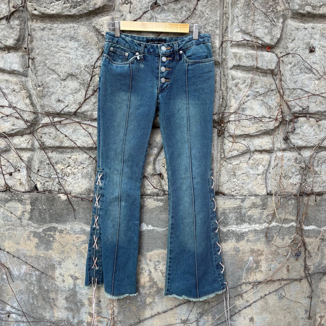 빈티지 여성 팬츠 웨스턴 보헤미안 부츠컷 밑단 프린지 포인트 상품이미지1